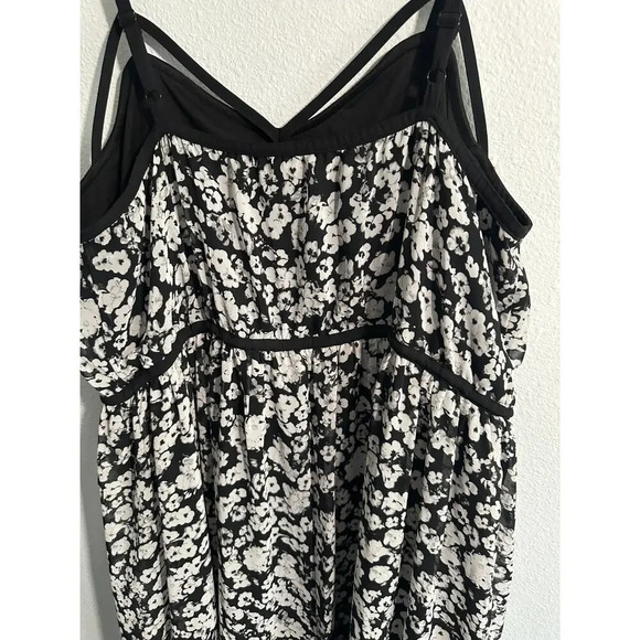 Lane Bryant Womens Sz 18/20 Dress Black White Floral Stretch Waist Strappy - Picture 7 of 8